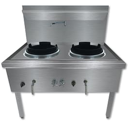 Gasmax WW-2N stainless steel waterless natural gas double wok, 1200×890×1260 mm, duckbill burners – Australia