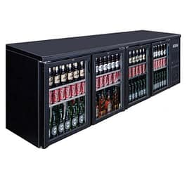 Thermaster BC4100G four door drink cooler, 698L, black finish – front view, Australia