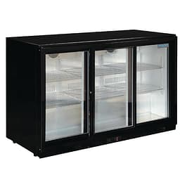 Polar GL006-A G-Series 3 sliding door back bar cooler, 330L capacity, R600a, 1350mm – front view, Australia