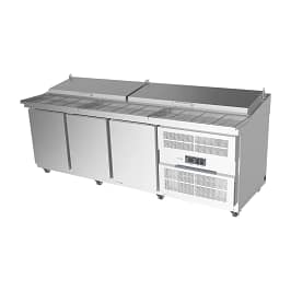 Airex AXR.PM.2450 pizza prep bench 3 door 2450mm with refrigerated service wel