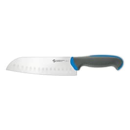 Ambrogio Sanelli TC50020L Tecna Santoku knife 20cm, Granton edge, NITRO-B stainless steel blade, SEBS blue handle, made in Italy, professional chef knife, Australia