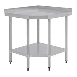Vogue CB907 stainless steel corner table 600mm with galvanised undershelf and splashback – Australia