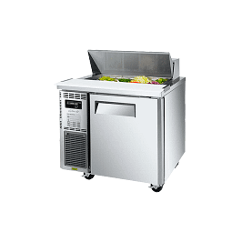 Turbo Air KHR9-1-N salad prep table fridge 213L, 1 door, 900mm wide stainless steel with hooded lid, Australia