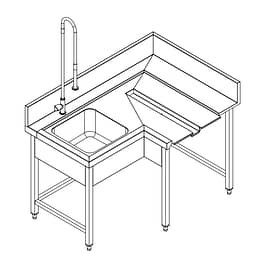 Fagor MCFD-1000I Pre-Rinsing Sink Bench with integrated basket introducer, designed for commercial kitchens