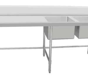 Kitchen Knock Stainless Steel Double Sink Dishwasher Bench Left Inlet 1200x700mm