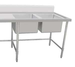 Kitchen Knock Stainless Steel Double Sink Dishwasher Bench Left Inlet 1200x700mm