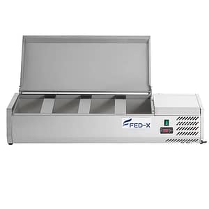 FED-X XVRX1200/380S Salad Bench with Stainless Steel Lid and 4 GN Pan Capacity