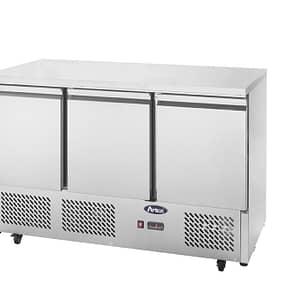 Atosa ESL3851 saladette fridge with stainless steel top and 3 doors