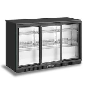 Atosa BB-330SEC 3-Sliding Door Back Bar Cooler showcasing 330L capacity, ideal for bars and restaurants