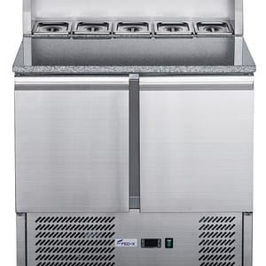 FED-X XGNS900E Two Door Salad Prep Fridge with Marble Worktop and 240L Capacity