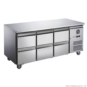 FED-X XUB7C18S3D Six-Door Bench Fridge with Drawers - Commercial Use