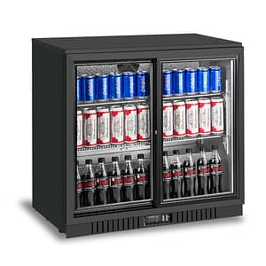 Atosa BB-208SEC 2-Sliding Door Back Bar Cooler showcasing 208L capacity, ideal for bars and cafés