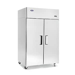 Atosa MBF8002 2-Door Upright Freezer with 1300L capacity and top-mounted compressor, ideal for busy commercial kitchens