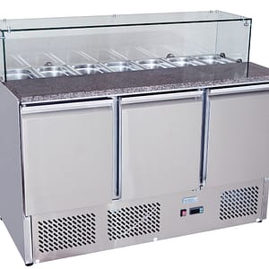 Atosa ESL3864 3-Door Pizza Table Saladette Fridge with Marble Top