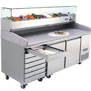 Atosa EPF3480 Two-Door Pizza Table Fridge with Drawers – 2010mm