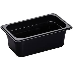 Kitchen Knock Polycarbonate Black Gastronorm Pan 1/4 GN with 150mm Depth, Pack of 6