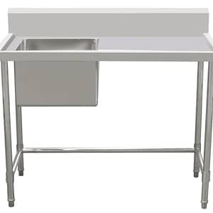 Kitchen Knock 620333 Stainless Steel Single Sink Bench 1200x700mm – Ideal for Commercial Kitchens