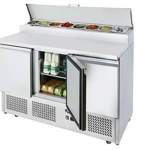 Atosa ESL3853 3-Door Open Top Saladette Fridge with Stainless Steel Prep Area - 1365mm