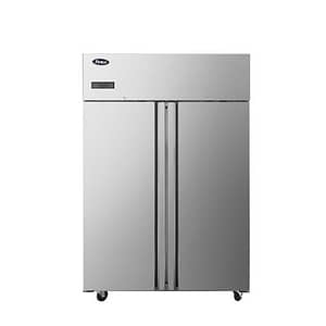 Atosa Slimline Upright Double Door Freezer showcasing 1090L capacity, full stainless steel interior and exterior