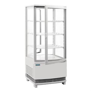 Polar CX576-A 86L C-Series Curved Glass Display Fridge – White with LED and 4-Side Viewing
