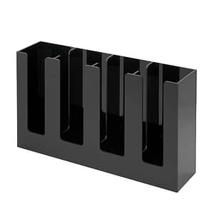 Kitchen Knock Sleek Black 4-Line PC Cup Holder – Model 064360, Ideal for Cafés