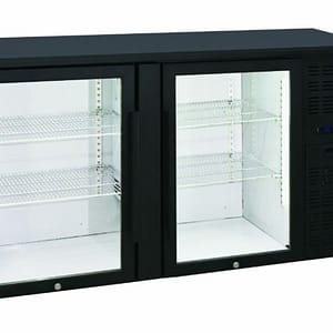 Anvil BBZ0200 Two Door Backbar Fridge with 315L Capacity – Black Glass Display