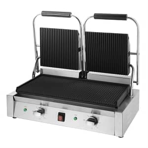 Apuro Bistro Double Ribbed Contact Grill - 2.9kW | Heavy-Duty | Commercial Grill