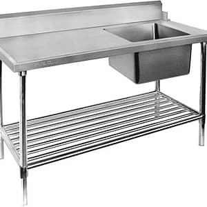 2NDs FED SBBD-7-1800R stainless steel right inlet sink dishwasher bench, ideal for commercial kitchens