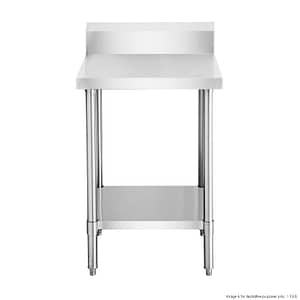 FED WBB6-0600/A stainless steel workbench with splashback, 600mm, solid undershelf – front view, Australia