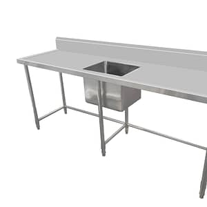 Kitchen Knock 419951 Stainless Steel Sink Bench with Splashback and Centre Leg Brace – 2100x700mm, Ideal for Commercial Kitchens