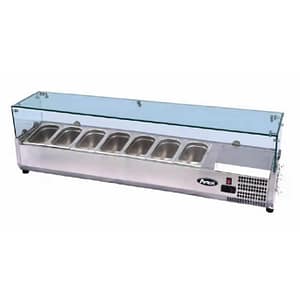 Atosa ESL3886 countertop salad bar 1605mm, 7×GN pans, stainless steel with glass sneeze guard – front view, Australia