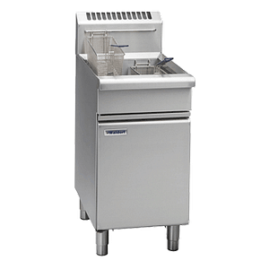 Waldorf FN8120G 450 mm single-pan gas fryer with 20 L oil, 31 kg/hr output, infra-red burners – Australia