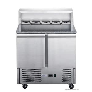 FED-X XGNS900E Two Door Salad Prep Fridge with Marble Worktop and 240L Capacity