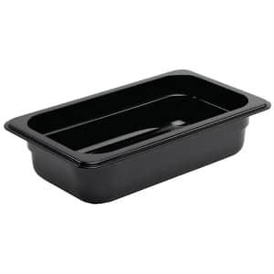 Vogue U466 Black Polycarbonate Gastronorm Pan 1/4 GN with 65mm Depth and 1.7L Capacity