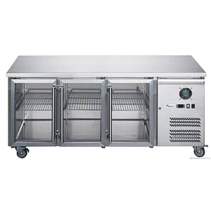 FED-X Three Glass Door Bench Fridge Stainless Steel - XUB7C18G3V
