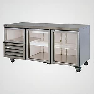 Anvil UBG6180(H) glass door back bar fridge, 535L, 1800mm wide, stainless steel – front view, Australia