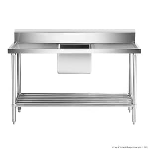 FED SSB6-1500C/A stainless steel single centre sink bench with pot undershelf, 1500mm wide – Australia