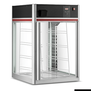 Bonvue HWD-158 digital pie and food warmer with humidity control, 570mm stainless steel, LED-lit square glass display – front view, Australia