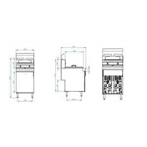 GASU GFG2120 Split Pan Gas Fryer 35L cad drawing