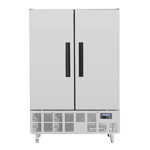 Polar GD880-A G-Series slimline upright freezer 960L stainless steel, double door, fan assisted cooling, R290 refrigerant – front view, Australia