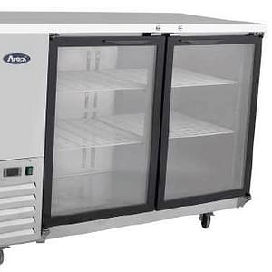 Atosa MBB48G 2 glass door back bar fridge, 365L capacity, stainless steel, 1200mm wide – front view, Australia