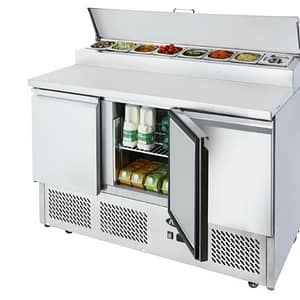 Atosa ESL3853 3-Door Open Top Saladette Fridge with Stainless Steel Prep Area - 1365mm