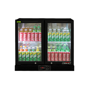 Turbo Air TB9-8H-SWB back bar cooler, 165L capacity, 2 swing glass doors, black finish, R290 refrigerant – front view, Australia