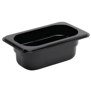 Vogue U472 Black Polycarbonate Gastronorm Pan 1/9 GN with 65mm Depth and 600ml Capacity
