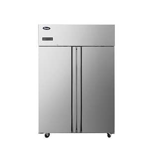 Atosa Slimline Upright Double Door Freezer showcasing 1090L capacity, full stainless steel interior and exterior