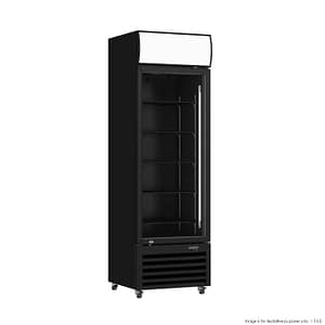Thermaster LG-540BP single glass door upright drink fridge 530 L capacity 700 mm width R290 refrigerant 9-star GEMS black Colourbond – front view, Australia