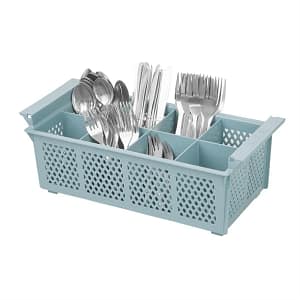 Olympia P174 Kristallon cutlery basket with 8 compartments, polypropylene, grey – front view, Australia