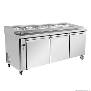 Thermaster PWB180 deluxe three-door pizza prep bench 1800×800×1000 mm, 475 L, stainless steel – Australia