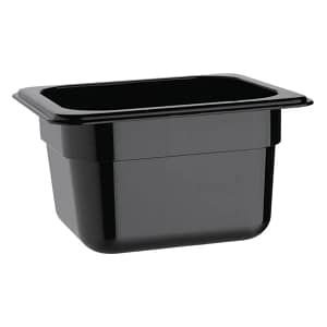 Vogue U470 Black Polycarbonate Gastronorm Pan 1/6 GN with 100mm Depth and 1.6L Capacity