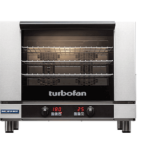 Turbofan E28D4 digital convection oven, 4 full-size trays, 5.8kW, stainless steel – front view, Australia